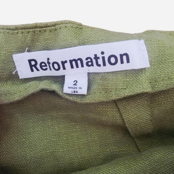Reformation Eva Linen Green Wrap Skort Size 2 Like New - Picture 3 of 3